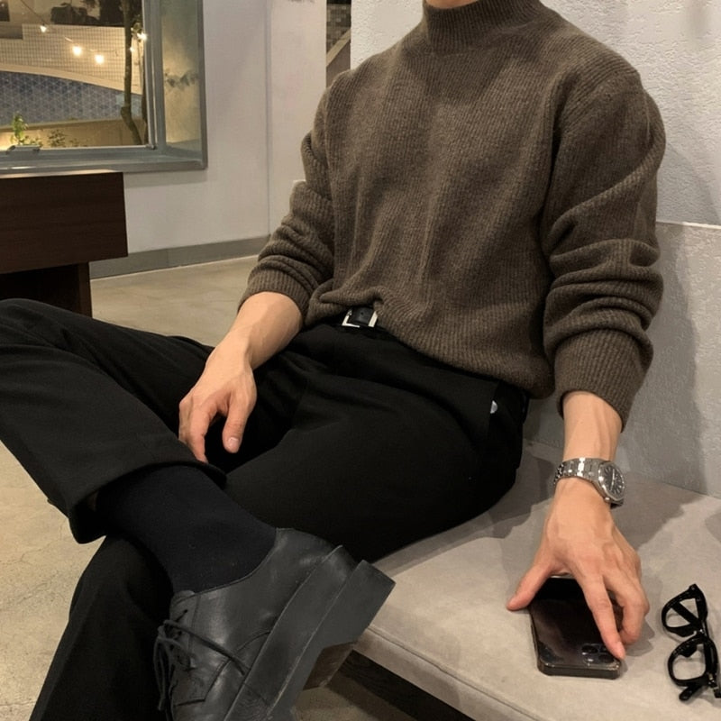 [Korean Style] 3 Colors Knitted Pullover Turtleneck Sweaters