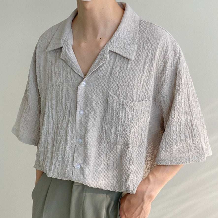 [Korean Style] 2 Colors Vintage Turn-down Collar Shirts