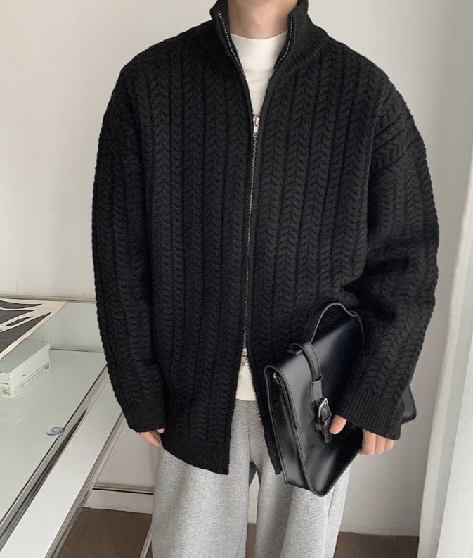 Korean Style] 2 Colors Wool Zipper Cardigan Sweaters – Ordicle
