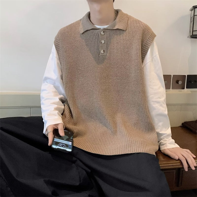 [Korean Style] Retro Pullover Wool Vest Sweaters