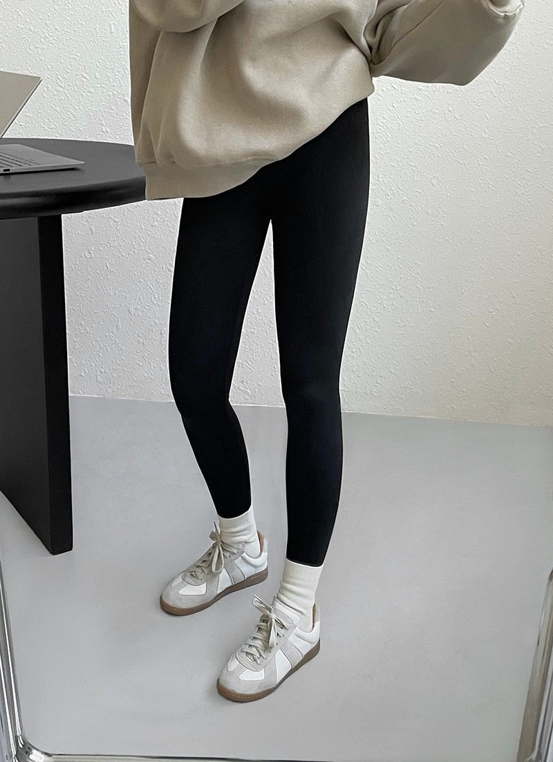 [Korean Style] High Rise Tummy Control Fleeced Legging