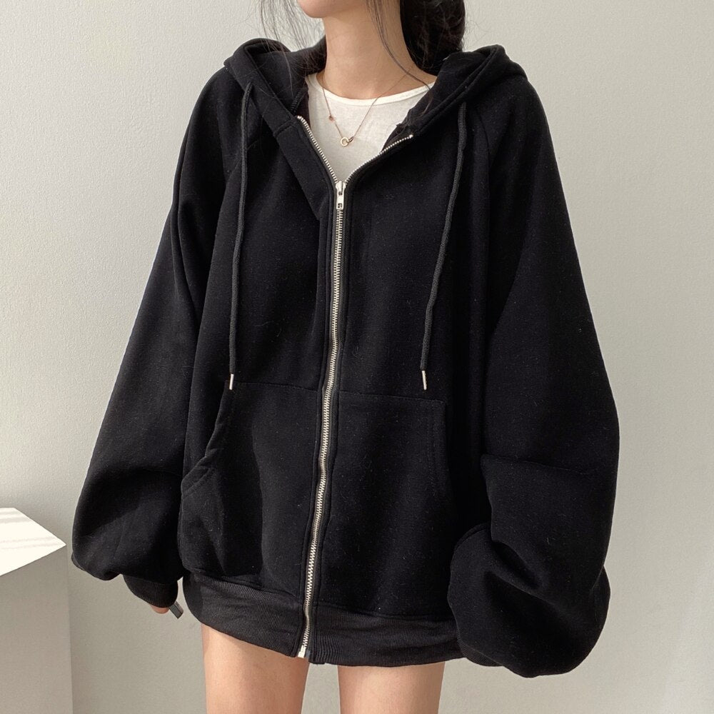 Korean Style 3 Color Loose Fit Pocket Hoodie