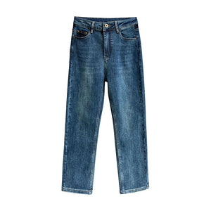 [Korean Style] 2 Color High Rise Slim Fit Stretchy Cropped Jeans