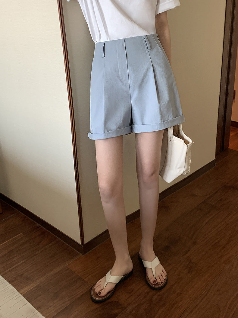 [Korean Style] 2 Colors High Waist Pleated Dress-up Shorts