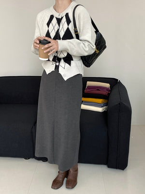[Korean Style] Vintage Style Argyle Cardigan Sweater