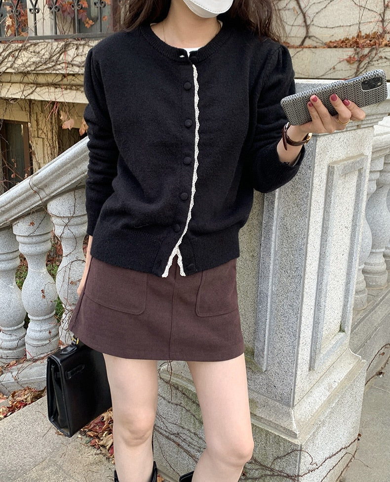 [Korean Style] Corduroy High Waist A line Short Skirt