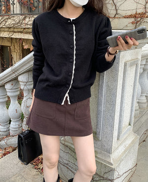 [Korean Style] Corduroy High Waist A line Short Skirt