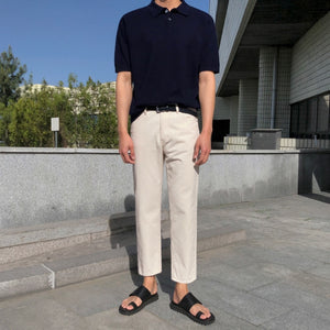 [Korean Style] Khaki/Navy Cotton Polo shirts