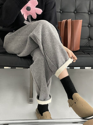 [Korean Style] 3 Color Drawstring Fleeced Thick Sweatpants