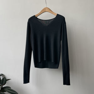 [Korean Style] Soft & Comfy Irregular Neckline Slim Fit Knit Top