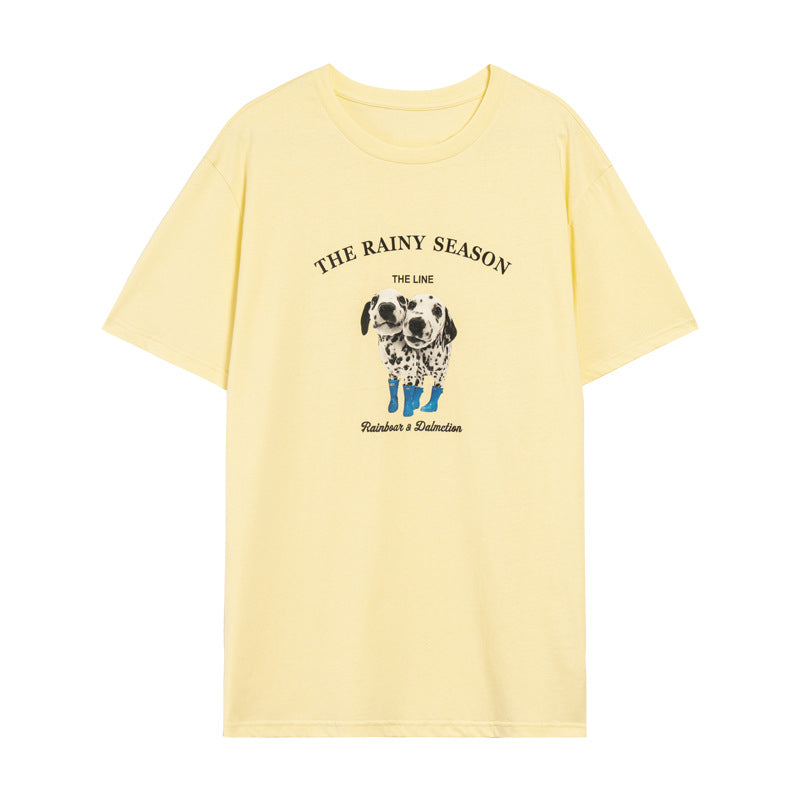 [Korean Style] Oversized Fit Puppy Graphic Box Tee