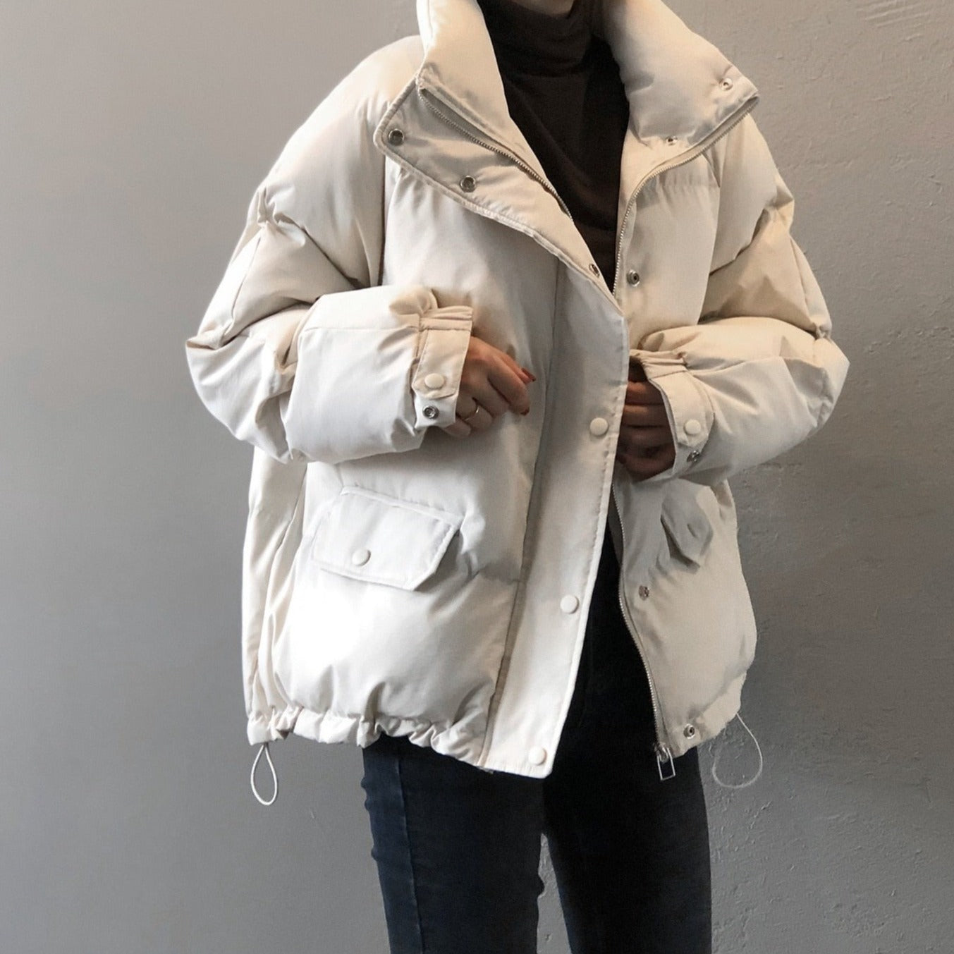[Korean Style] Cozy Dropped Shoulder Short Puffer Jacket
