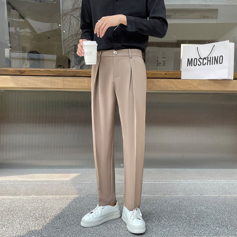 [Korean Style] 2 Colors Cotton Straight Pants