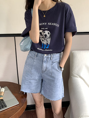 [Korean Style] Oversized Fit Puppy Graphic Box Tee