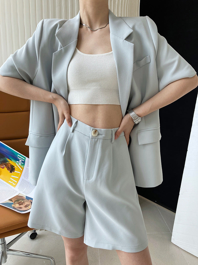 [Korean Style]  Short Sleeve Blazer Shorts Co-ord Matching Set