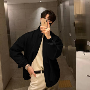 [Korean Style] Khaki/Black Oxford Zipper Jackets