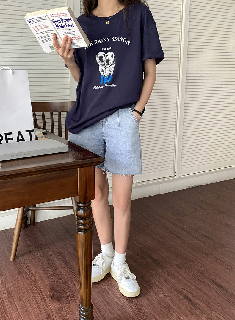 [Korean Style] Oversized Fit Puppy Graphic Box Tee