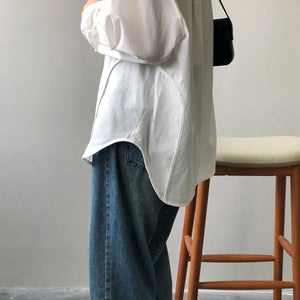 [Korean Style] Minimalistic Loose Fit Basic White Shirts