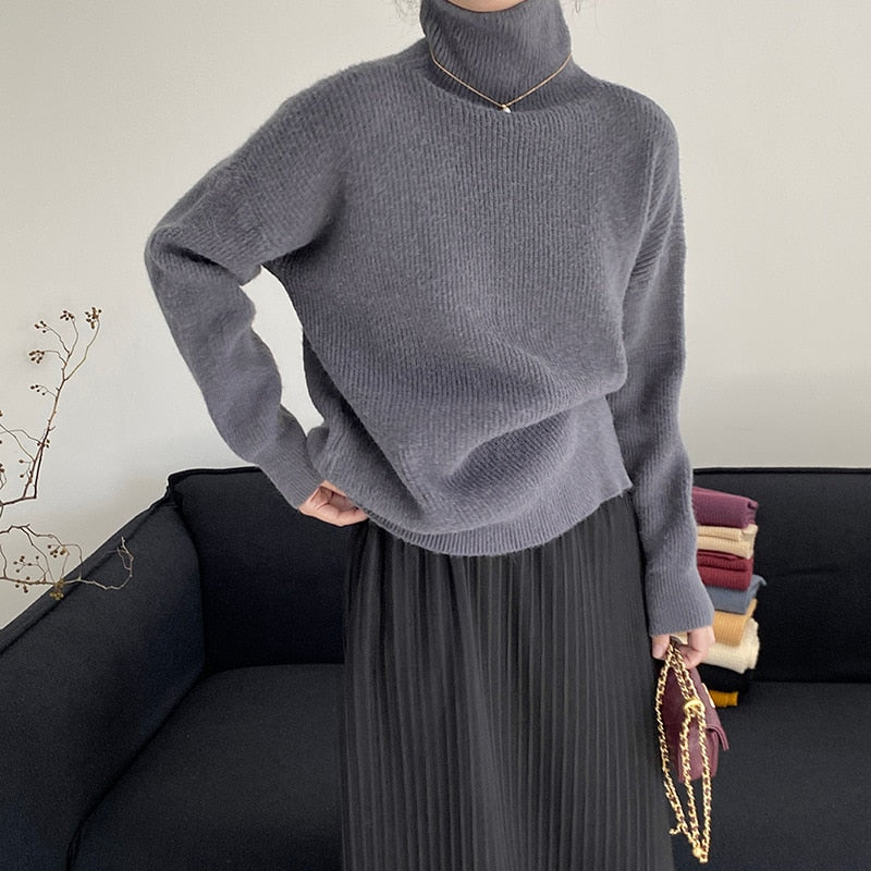 [Korean Style] Laid BackSolid Color Thick Turtleneck Sweater