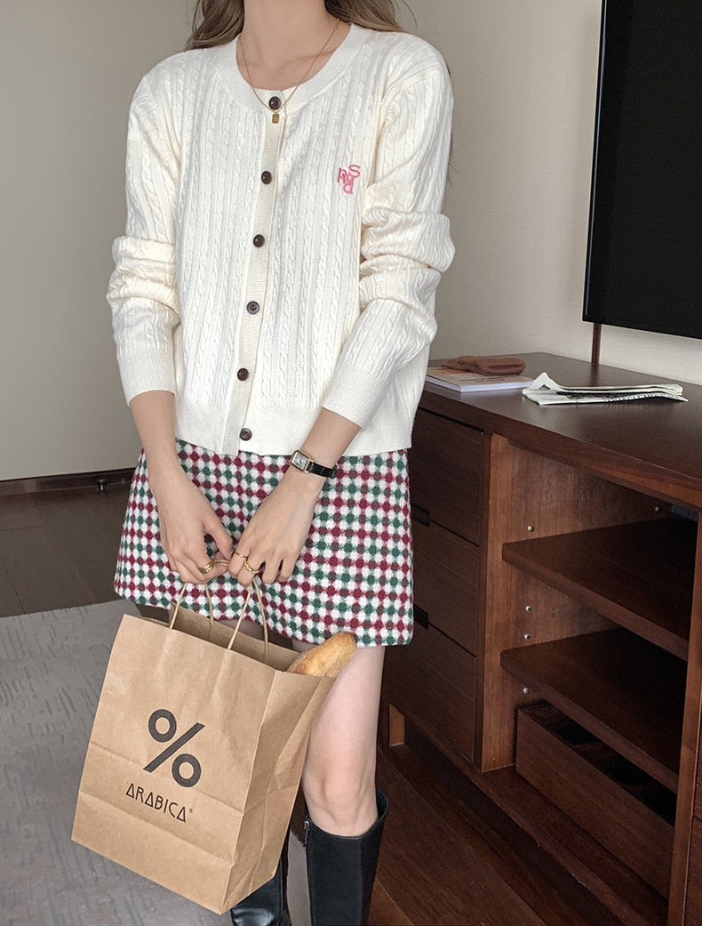 [Korean Style] Holiday High Waisted Check A-line Short Skirt