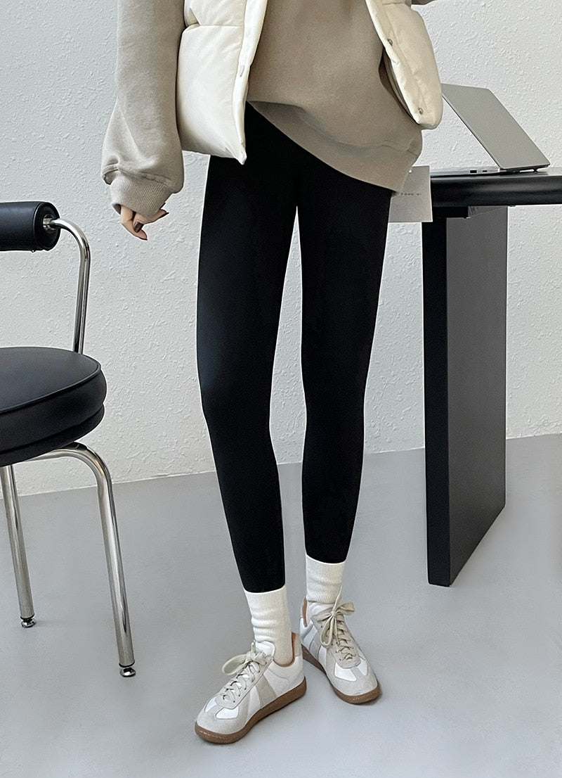 [Korean Style] High Rise Tummy Control Fleeced Legging