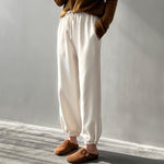 [Korean Style] 2 Color High Waist Drawstring Fleeced Sweatpants