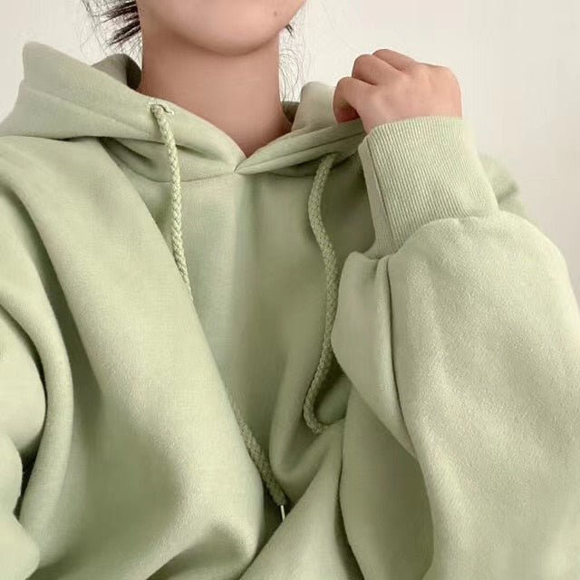 [Korean Style] 5 Color Dropped Shoulder Crop Sweatshirt Hoodie