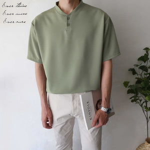 [Korean Style] 4 Colors Mock Neckline Polo shirts