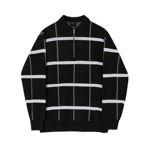 [Korean Style] 2 Colors Wool Lapel Collar Zip Sweaters