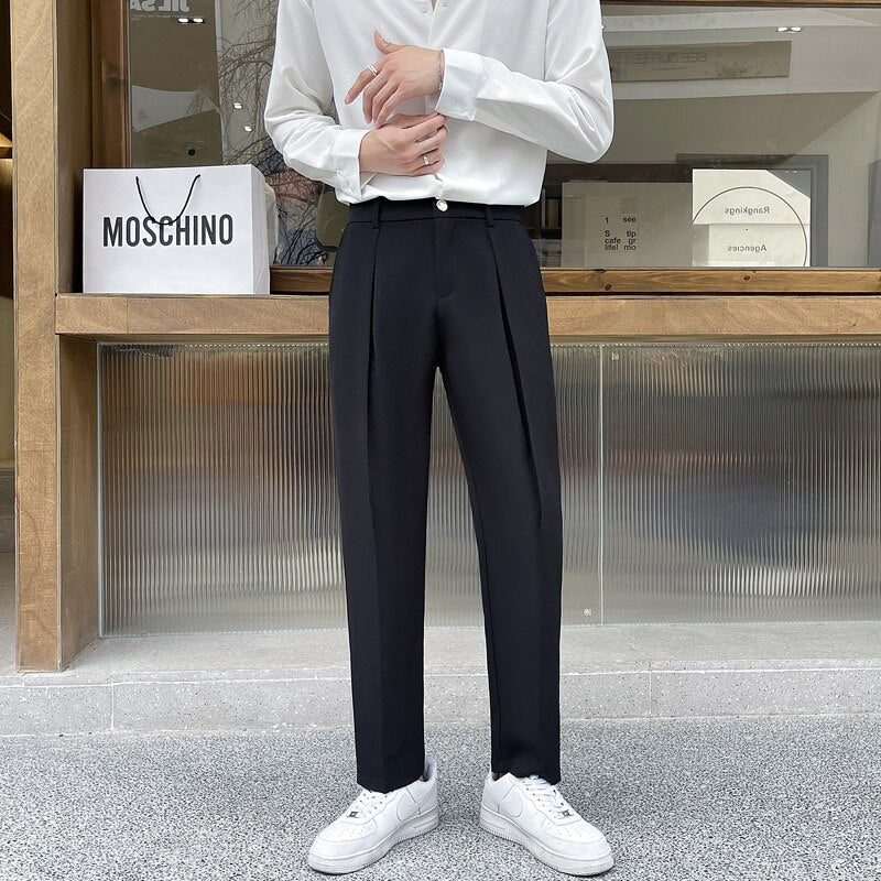 Minimal Slim Leg Suit Pants, Streets of Seoul