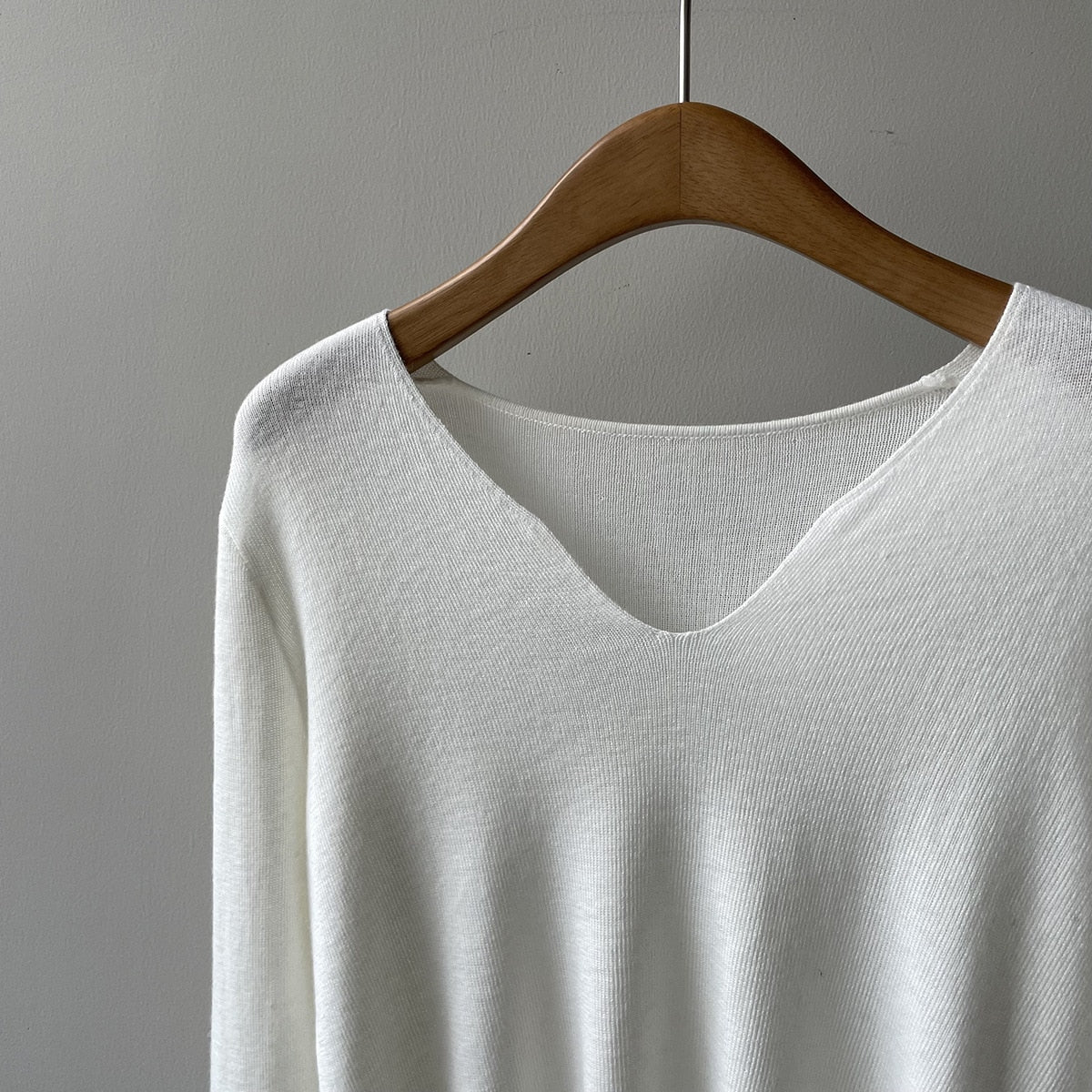 [Korean Style] Soft & Comfy Irregular Neckline Slim Fit Knit Top