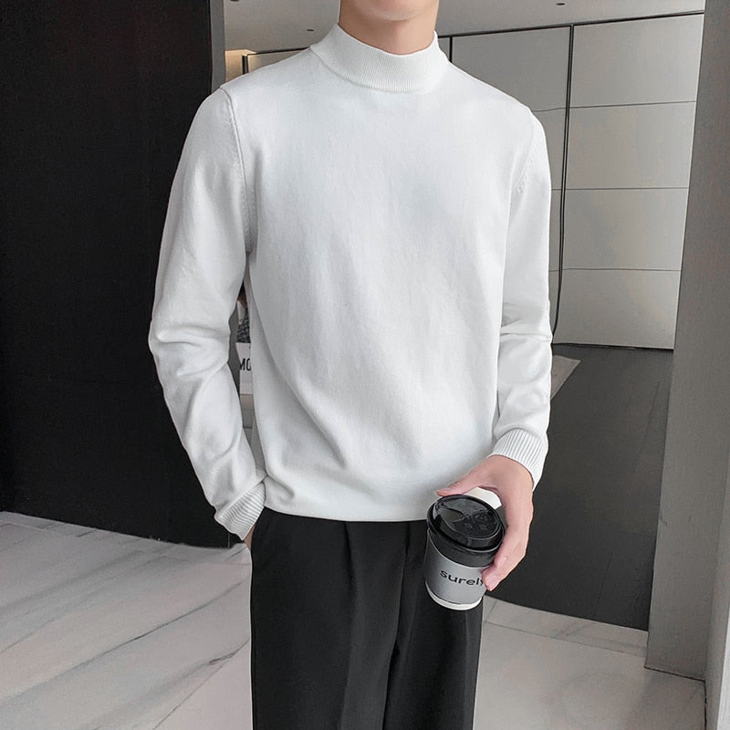 [Korean Style] 5-color Knitted Pullover Half-Turtleneck Sweaters
