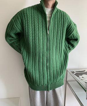 [Korean Style] 2 Colors Wool Zipper Cardigan Sweaters