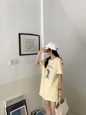 [Korean Style] Oversized Fit Puppy Graphic Box Tee