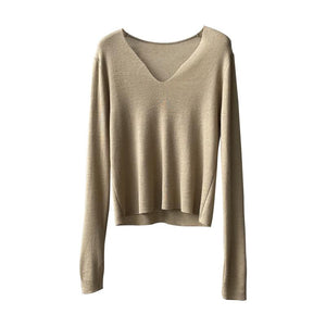 [Korean Style] Soft & Comfy Irregular Neckline Slim Fit Knit Top