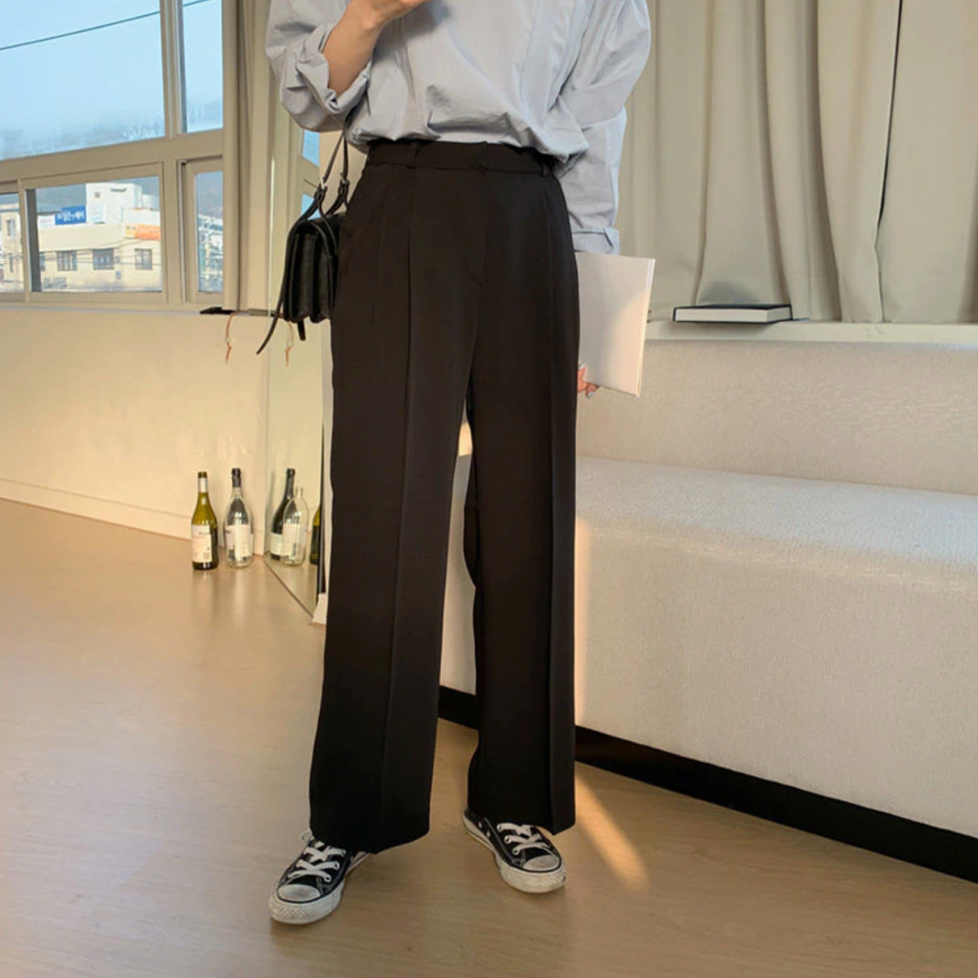[Korean Style] Chic High Waist Wide Leg Trouser