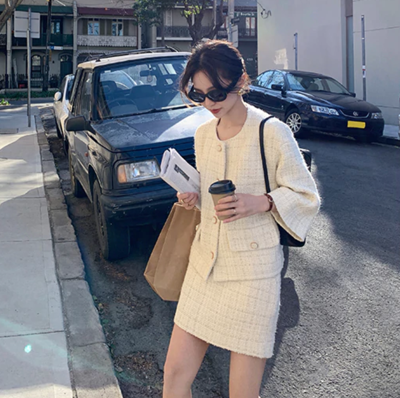 [Korean Style] Laurita Vintage Style Tweed Suit Set
