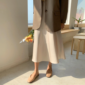 [Korean Style] Dolth Satin A-Line Long Skirt