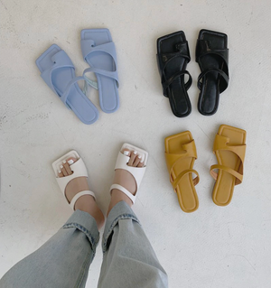 [Korean Style] Paral Square Toe Solid Color Sandal
