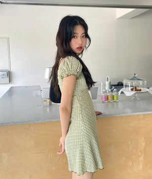 [Korean Style] Milia Check Ruffle Mini Dress