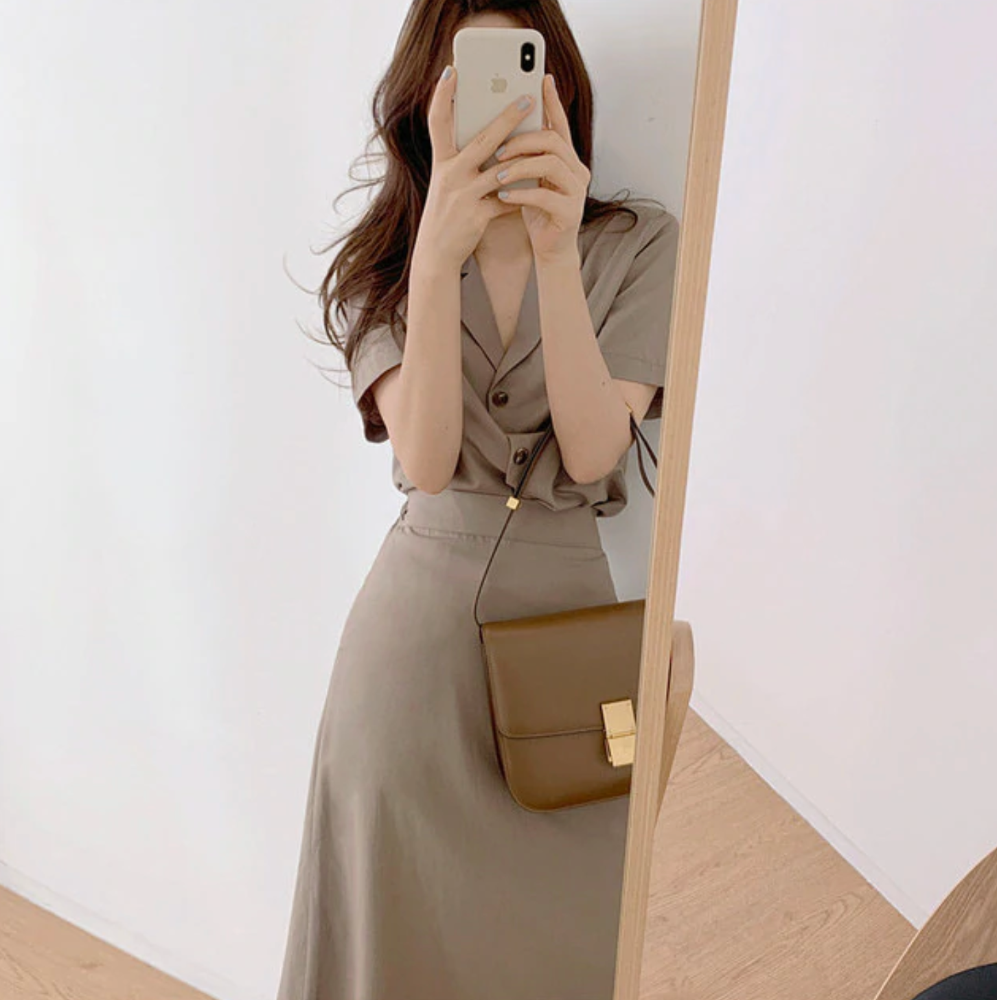 [Korean Style] Toffee Minimal Matchy 2 Piece Skirt Set