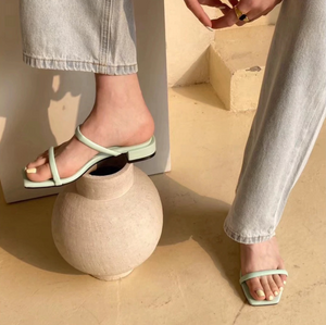 [Korean Style] Lolus Pastel Thin Strap Square Toe Sandal
