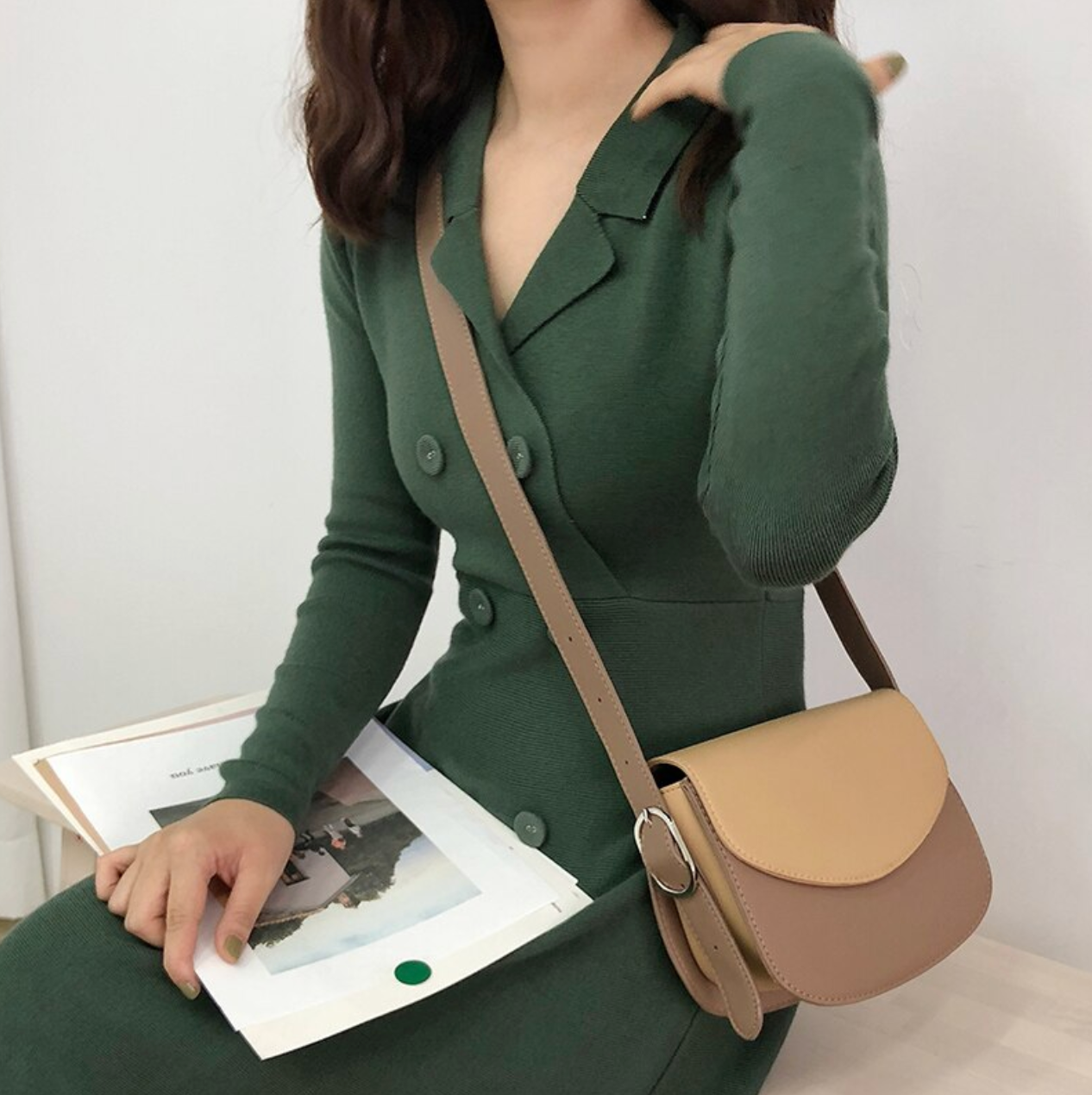 [Korean Style] Bi-color Smile Crossbody Bag