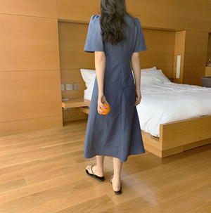 [Korean Style] Nadeleine Button-down A Line Midi Dress