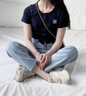 [Korean Style] Raphaelle Hight Waist Loose Fit Straight Jeans