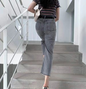 [Korean Style] Raphaelle Hight Waist Loose Fit Straight Jeans