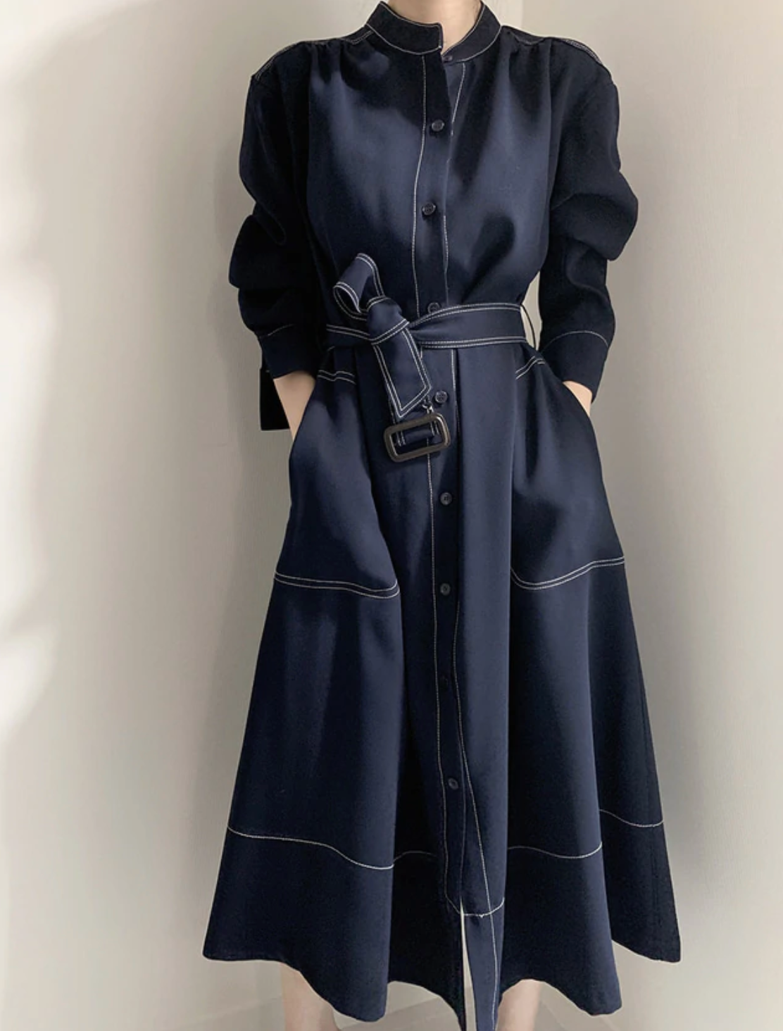 [Korean Style] Linnea Belted Shirt Dress