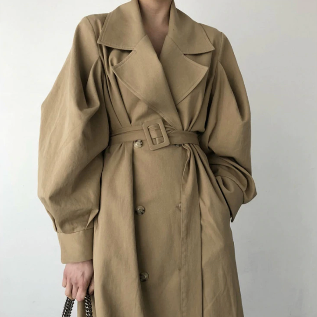 [Korean Style] Freja Voluminous Sleeve Long Trench Coat – Ordicle