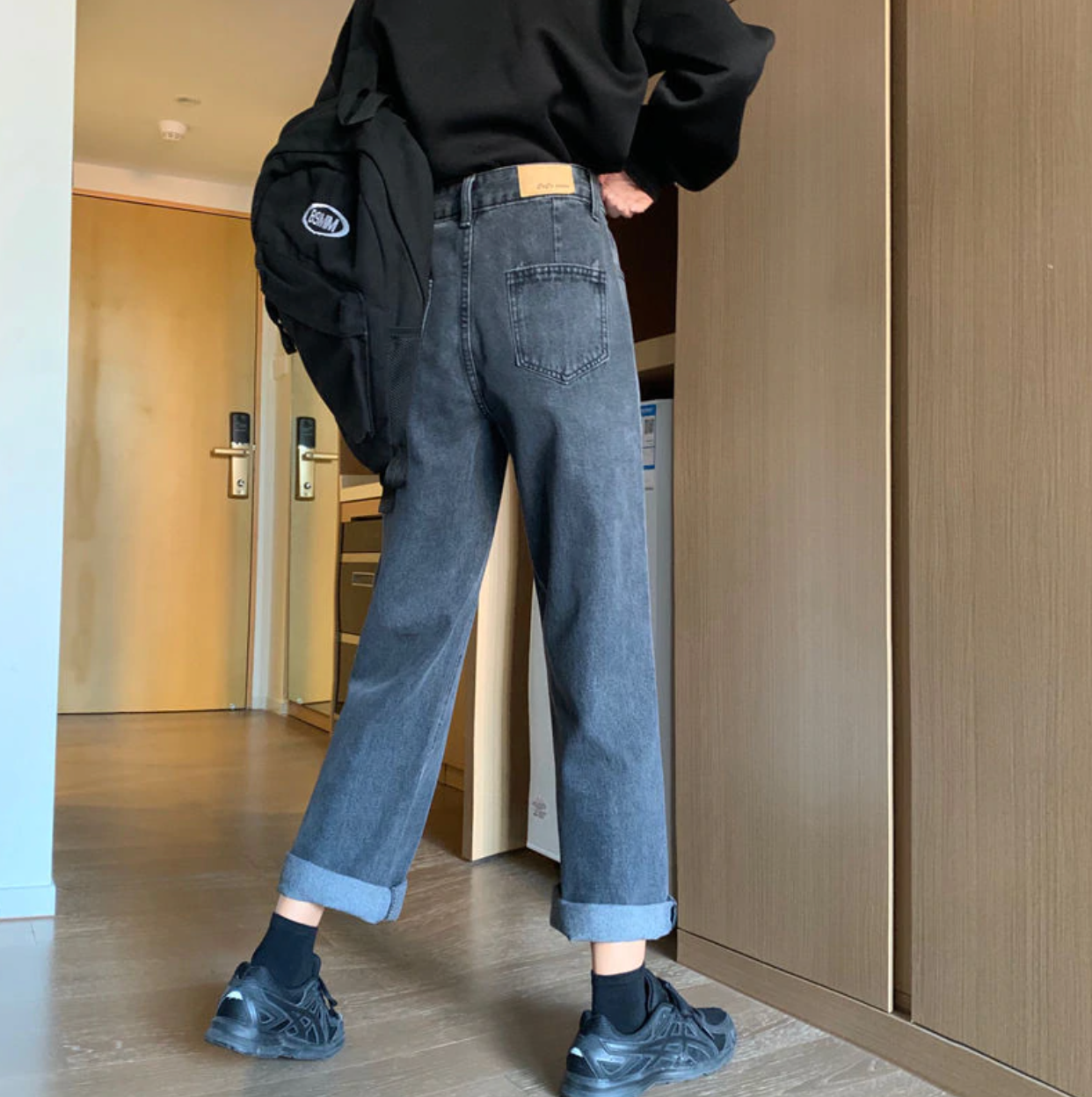 [Korean Style] Jin Wide Leg Roll-up Pants