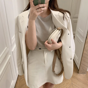 [Korean Style] Harlow Solid Color Matchy Blazer Skirt 2 pc Set